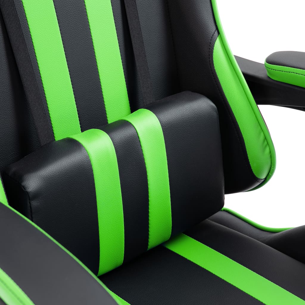 Leather Gaming Chair with Footrest Green