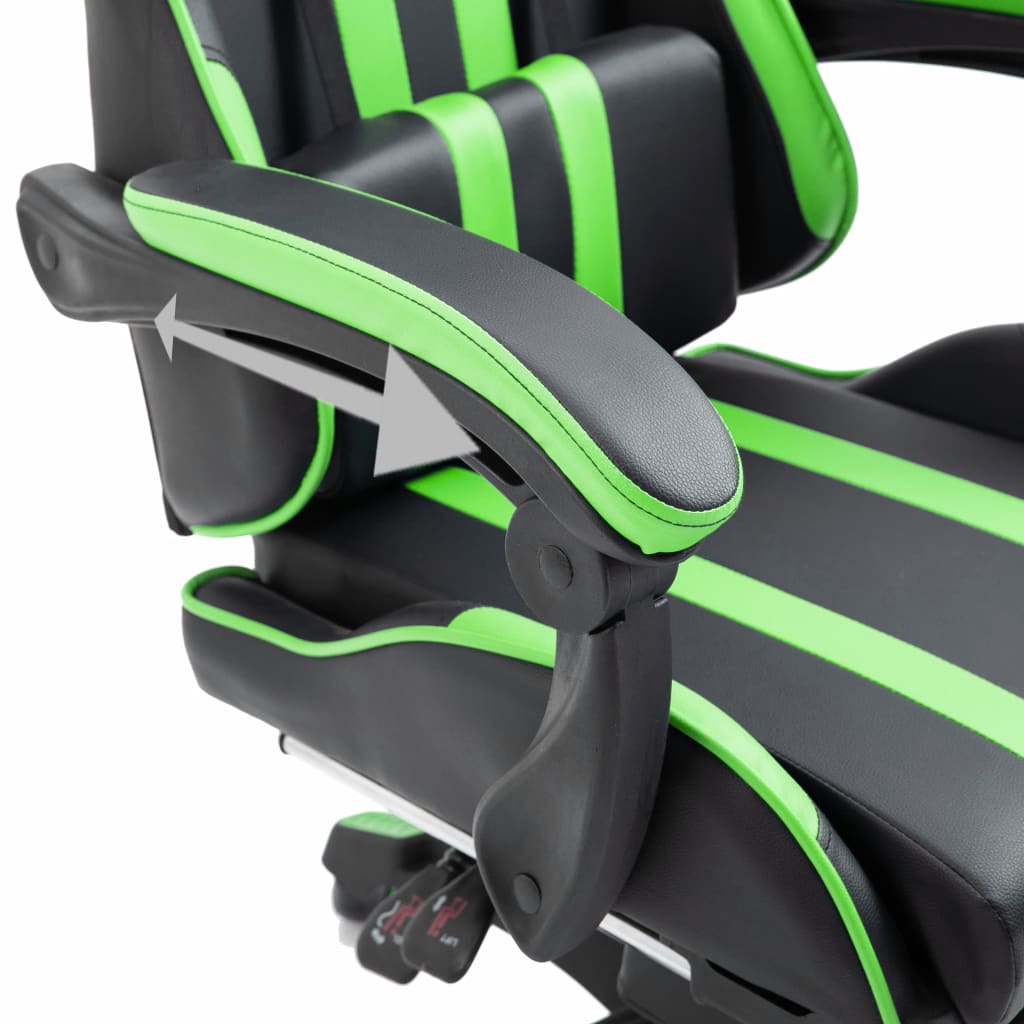 Leather Gaming Chair with Footrest Green
