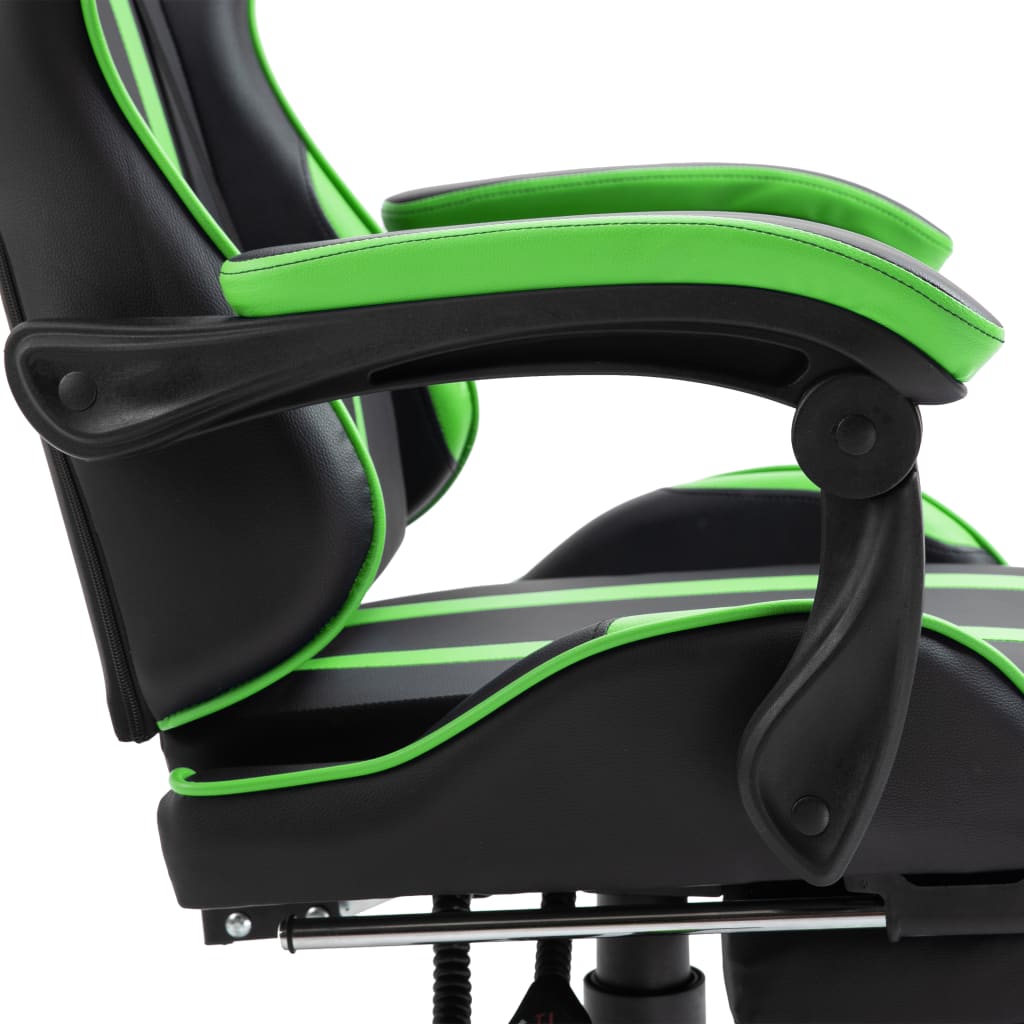 Leather Gaming Chair with Footrest Green