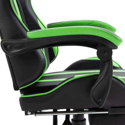 Leather Gaming Chair with Footrest Green