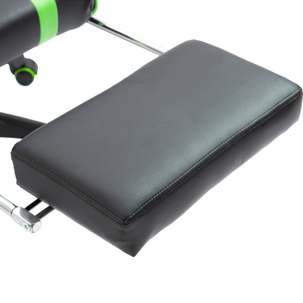Leather Gaming Chair with Footrest Green