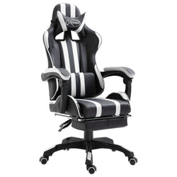 Leather Gaming Chair with Footrest White