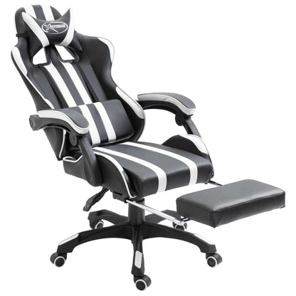 Leather Gaming Chair with Footrest White