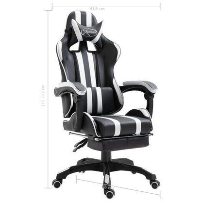 Leather Gaming Chair with Footrest White