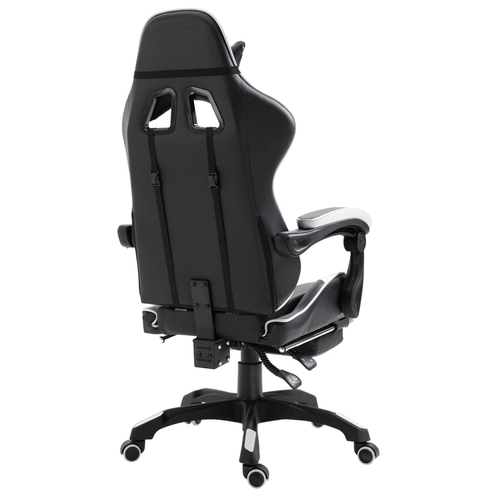 Leather Gaming Chair with Footrest White