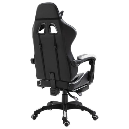 Leather Gaming Chair with Footrest White