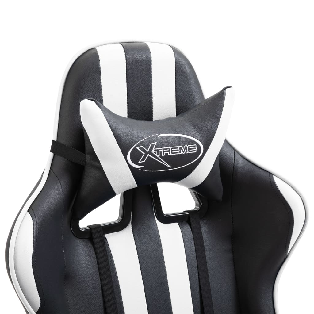 Leather Gaming Chair with Footrest White