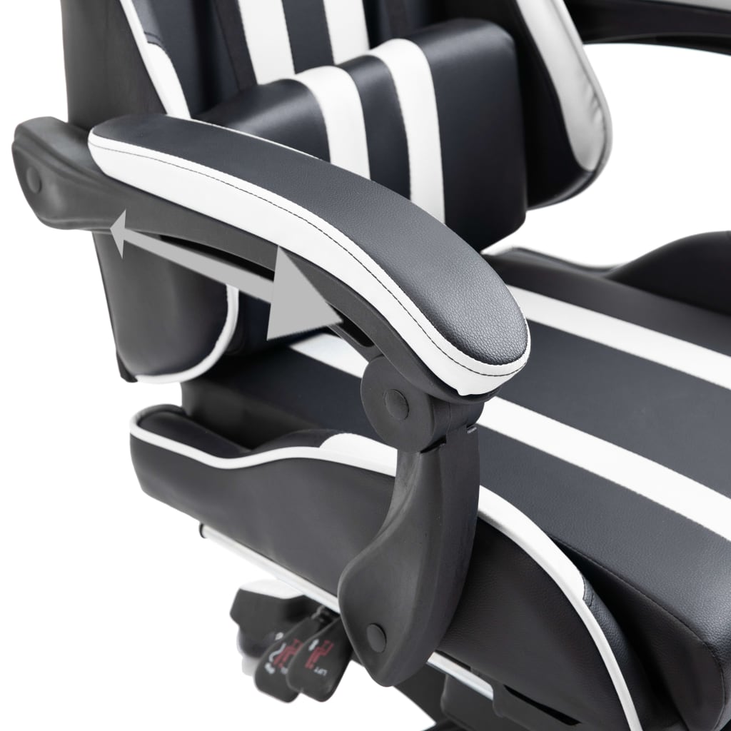 Leather Gaming Chair with Footrest White