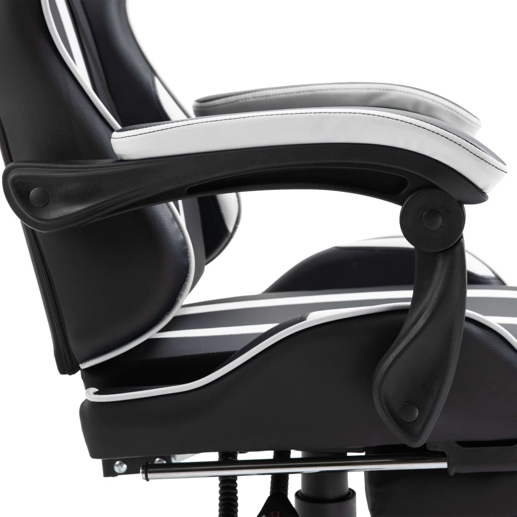 Leather Gaming Chair with Footrest White
