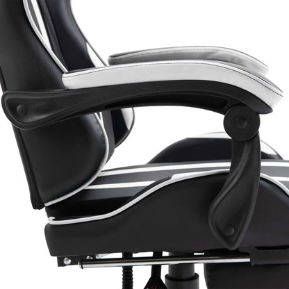 Leather Gaming Chair with Footrest White