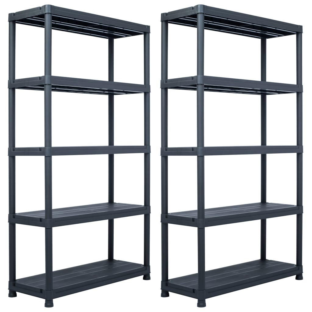 Storage Shelf Racks 2 pcs Black 500 kg 100x40x180 cm Plastic