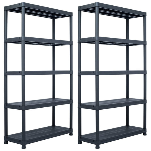 Storage Shelf Racks 2 pcs Black 500 kg 100x40x180 cm Plastic