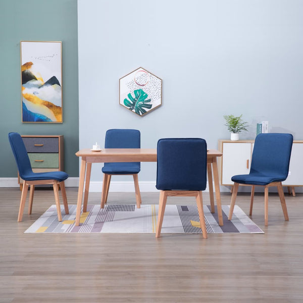 Dining Chairs 4 pcs Blue Fabric