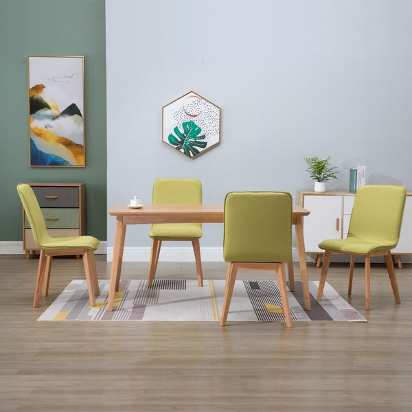  Dining Chairs 4 pcs Green Fabric