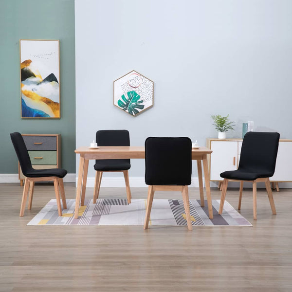  Dining Chairs 4 pcs Black Fabric