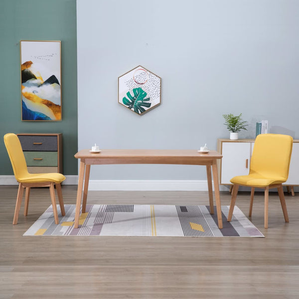  Dining Chairs 2 pcs Yellow Fabric