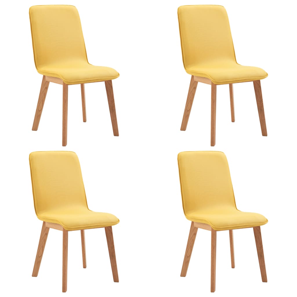 Dining Chairs 4 pcs Yellow Fabric