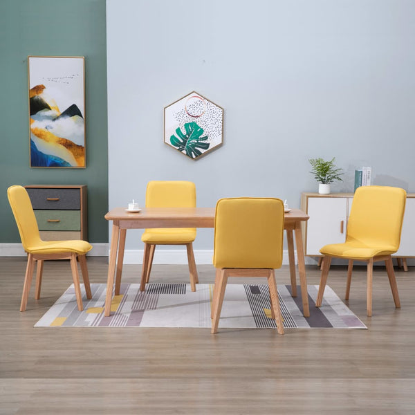  Dining Chairs 4 pcs Yellow Fabric