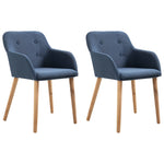 Dining Chairs 2 pcs Blue Fabric and Solid Oak Wood