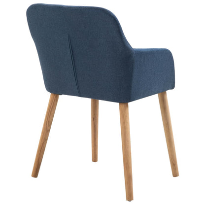 Dining Chairs 2 pcs Blue Fabric and Solid Oak Wood