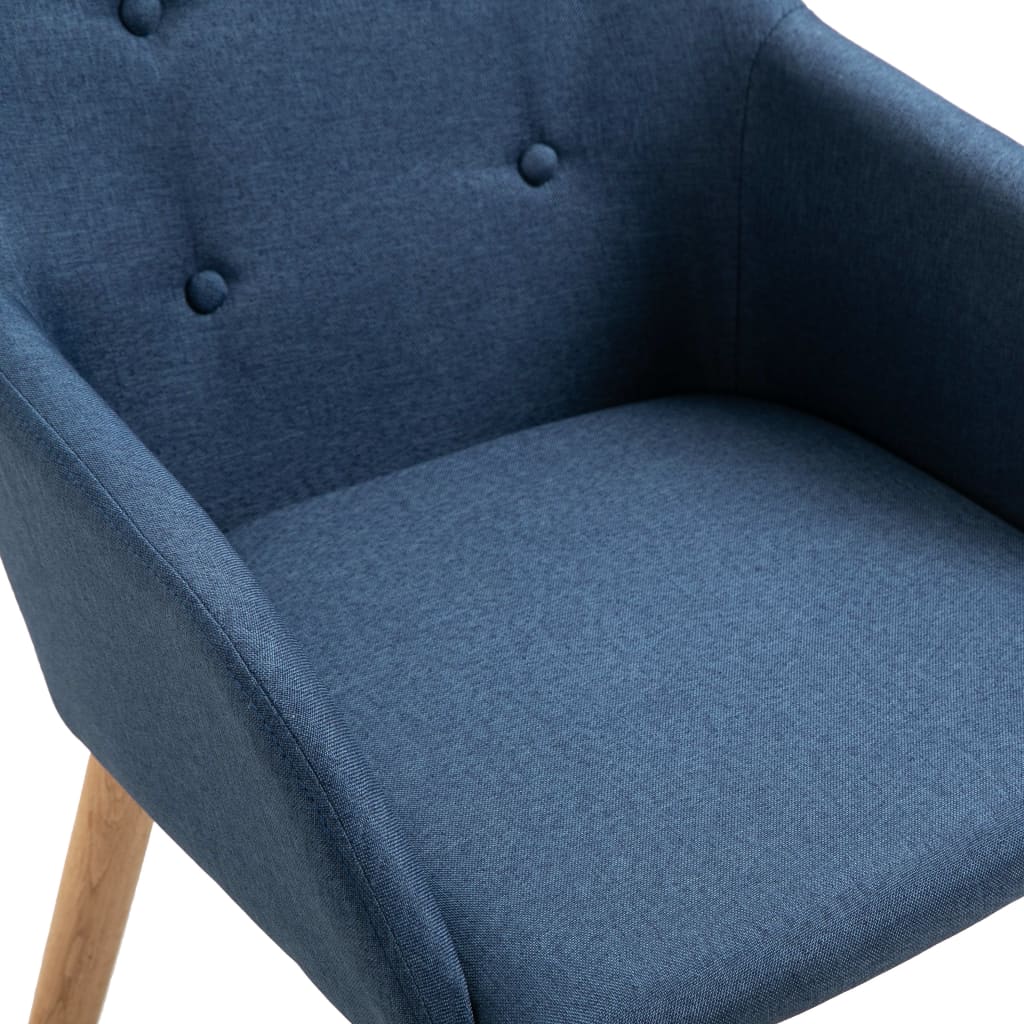 Dining Chairs 2 pcs Blue Fabric and Solid Oak Wood