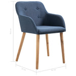 Dining Chairs 2 pcs Blue Fabric and Solid Oak Wood