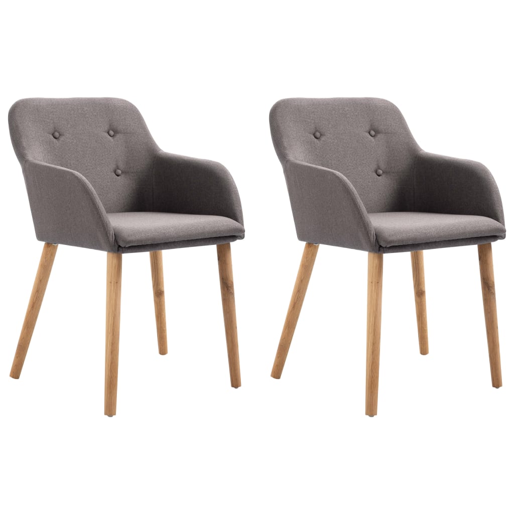 Dining Chairs 2 pcs Taupe Fabric and Solid Oak Wood