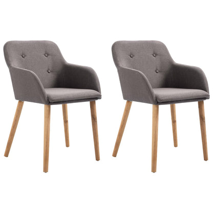 Dining Chairs 2 pcs Taupe Fabric and Solid Oak Wood