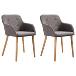 Dining Chairs 2 pcs Taupe Fabric and Solid Oak Wood