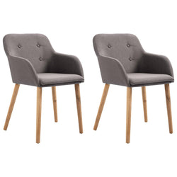 Dining Chairs 2 pcs Taupe Fabric and Solid Oak Wood