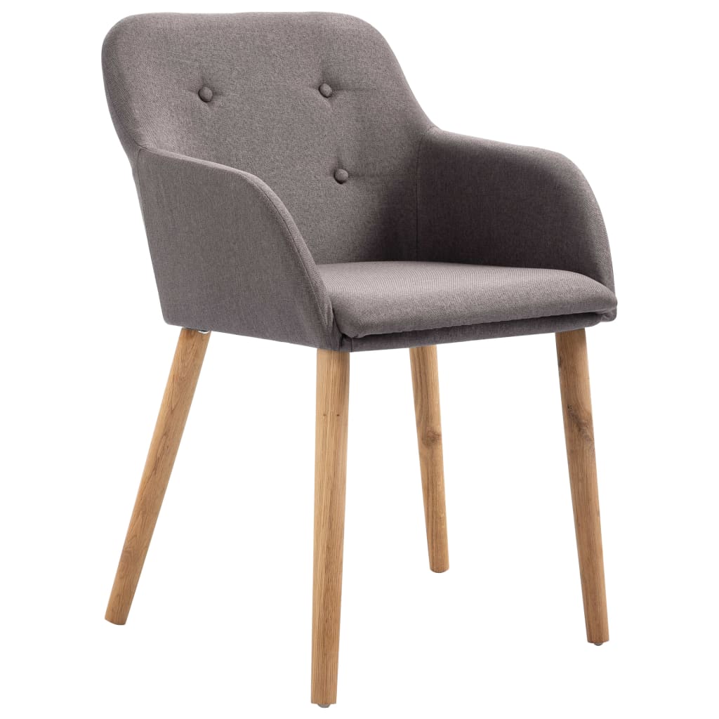 Dining Chairs 2 pcs Taupe Fabric and Solid Oak Wood