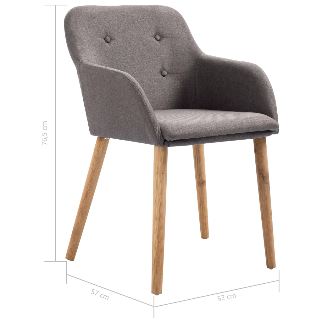 Dining Chairs 2 pcs Taupe Fabric and Solid Oak Wood