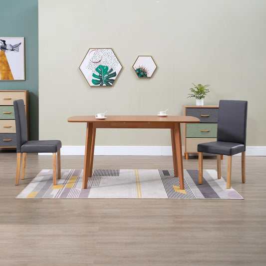 Dining Chairs 2 pcs Grey Faux Leather