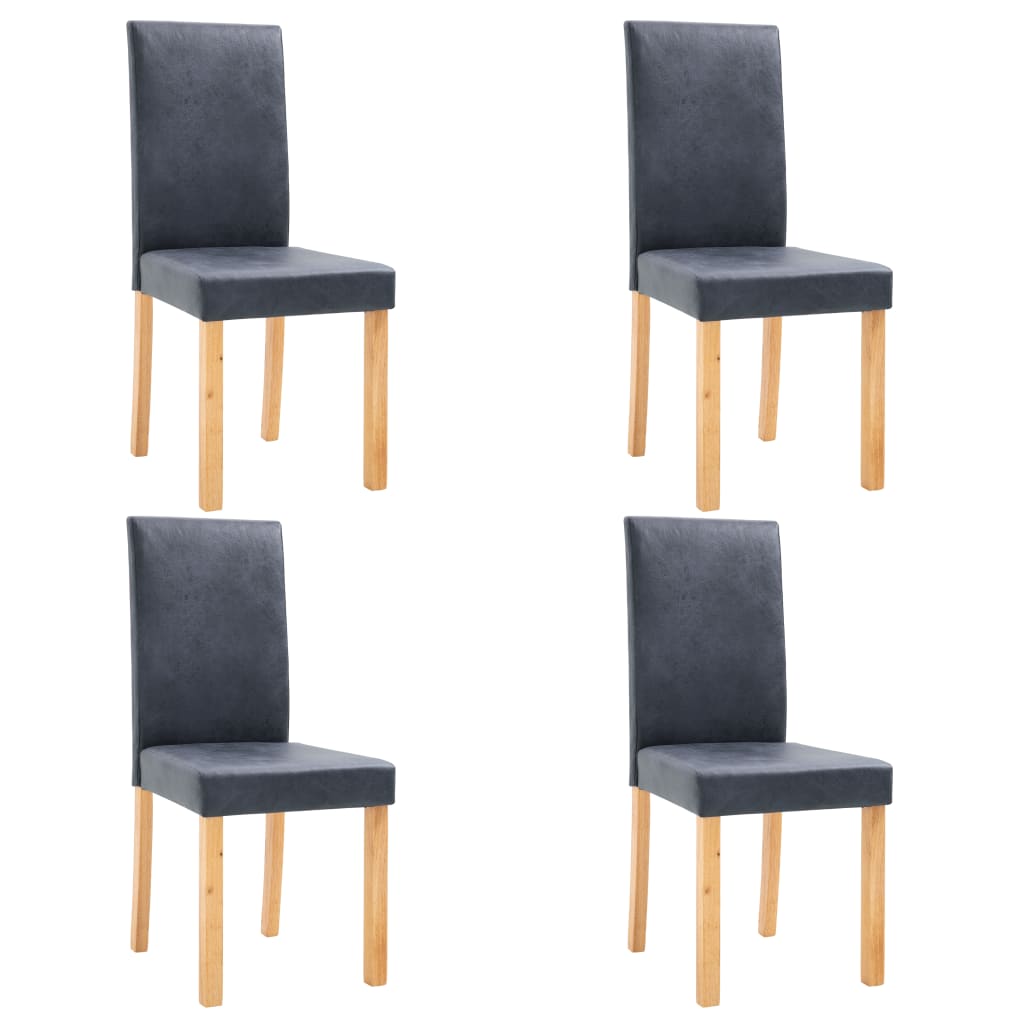 Dining Chairs 4 pcs Grey Faux Suede Leather