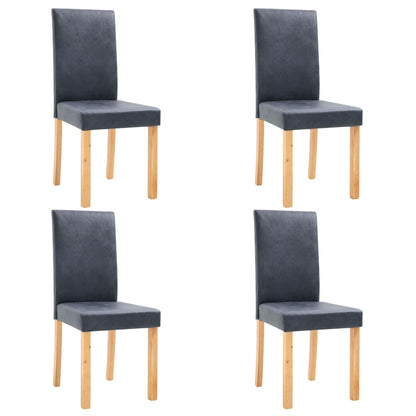 Dining Chairs 4 pcs Grey Faux Suede Leather