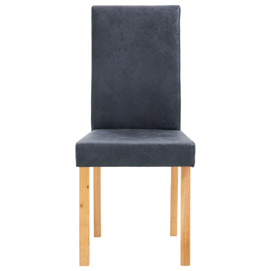 Dining Chairs 4 pcs Grey Faux Suede Leather