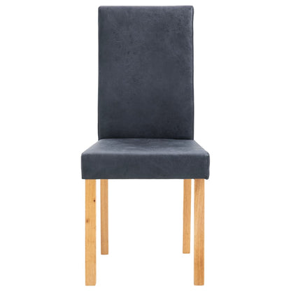 Dining Chairs 4 pcs Grey Faux Suede Leather