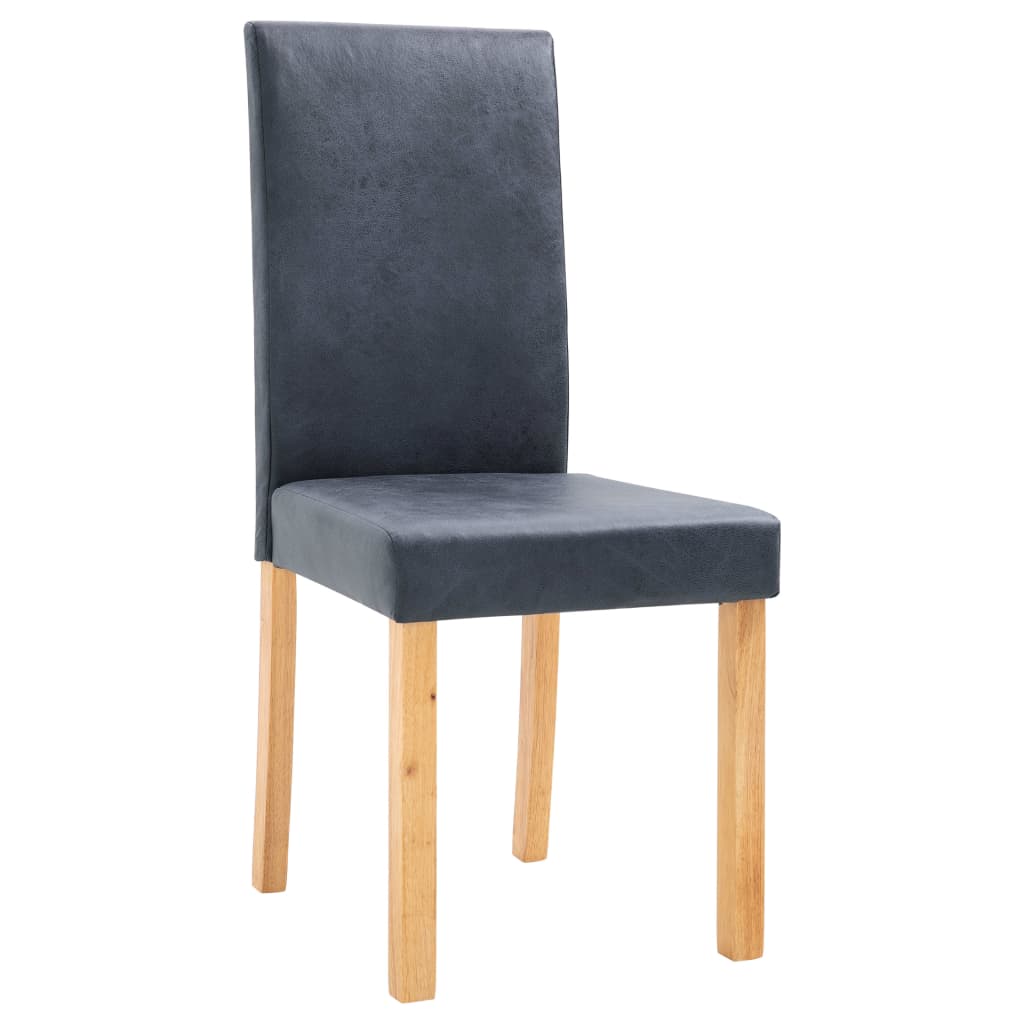 Dining Chairs 4 pcs Grey Faux Suede Leather