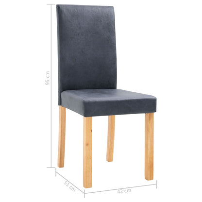 Dining Chairs 4 pcs Grey Faux Suede Leather