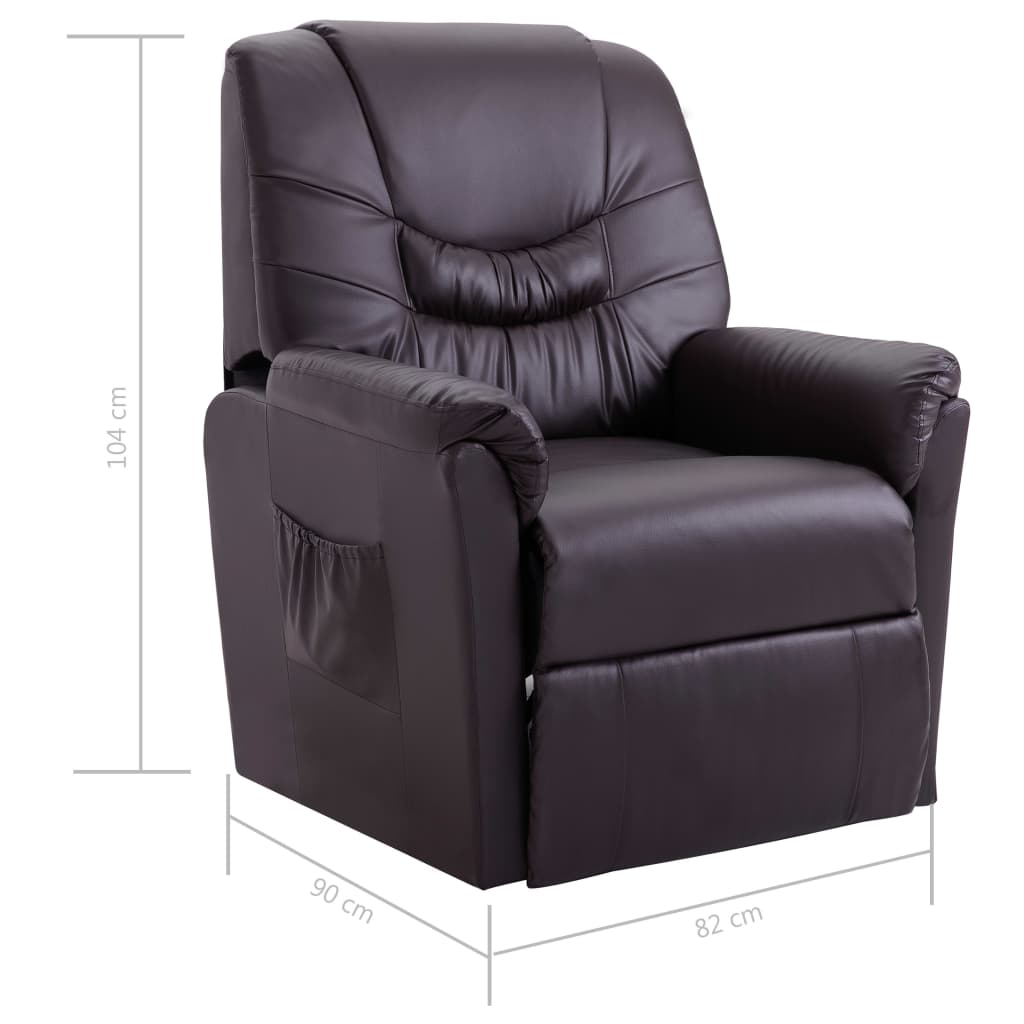 Reclining Chair Brown Faux Leather