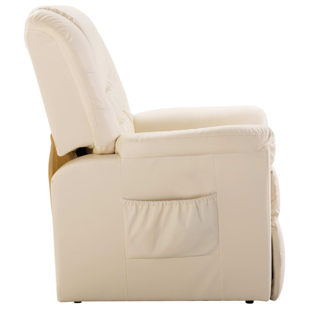 Reclining Chair Cream Faux Leather