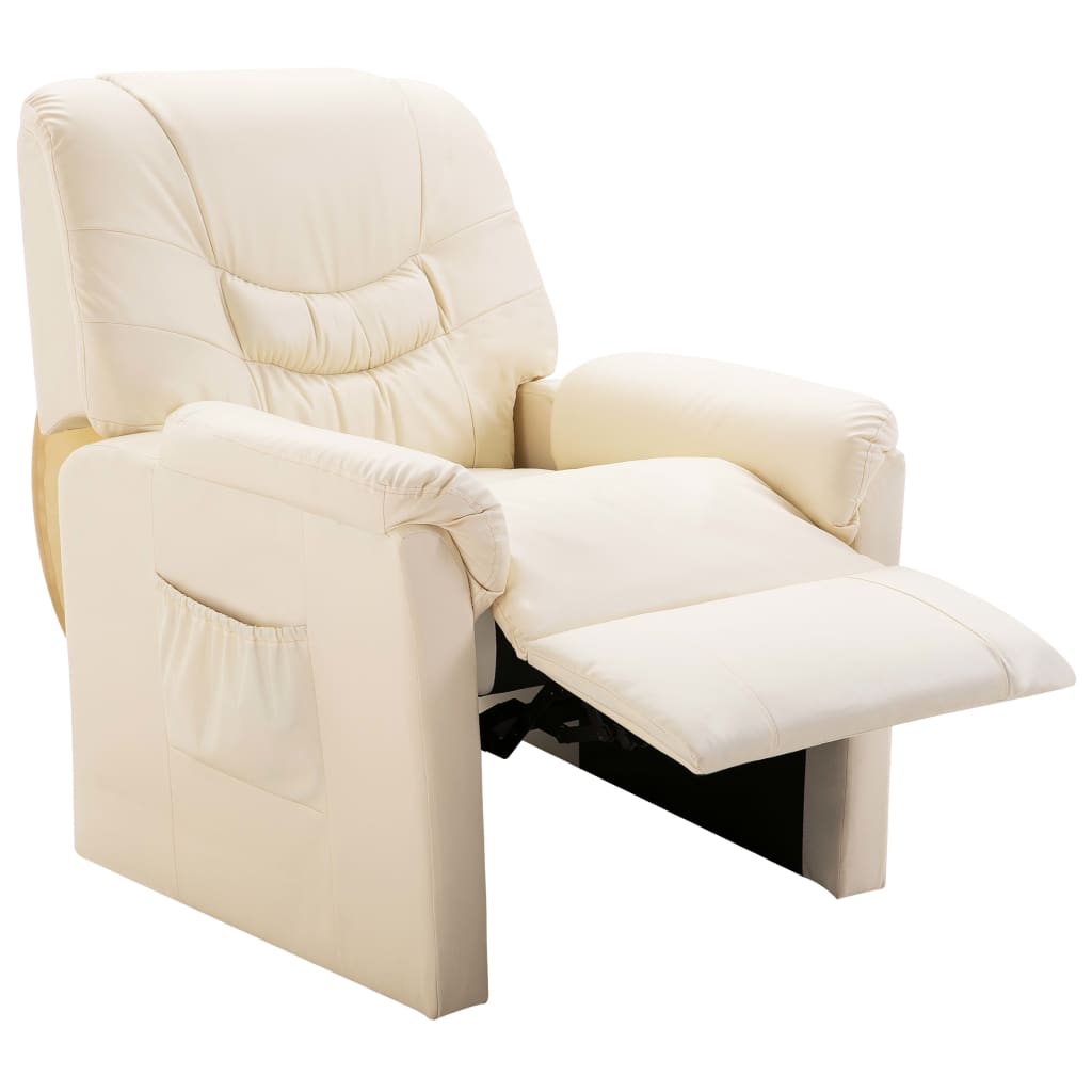 Reclining Chair Cream Faux Leather