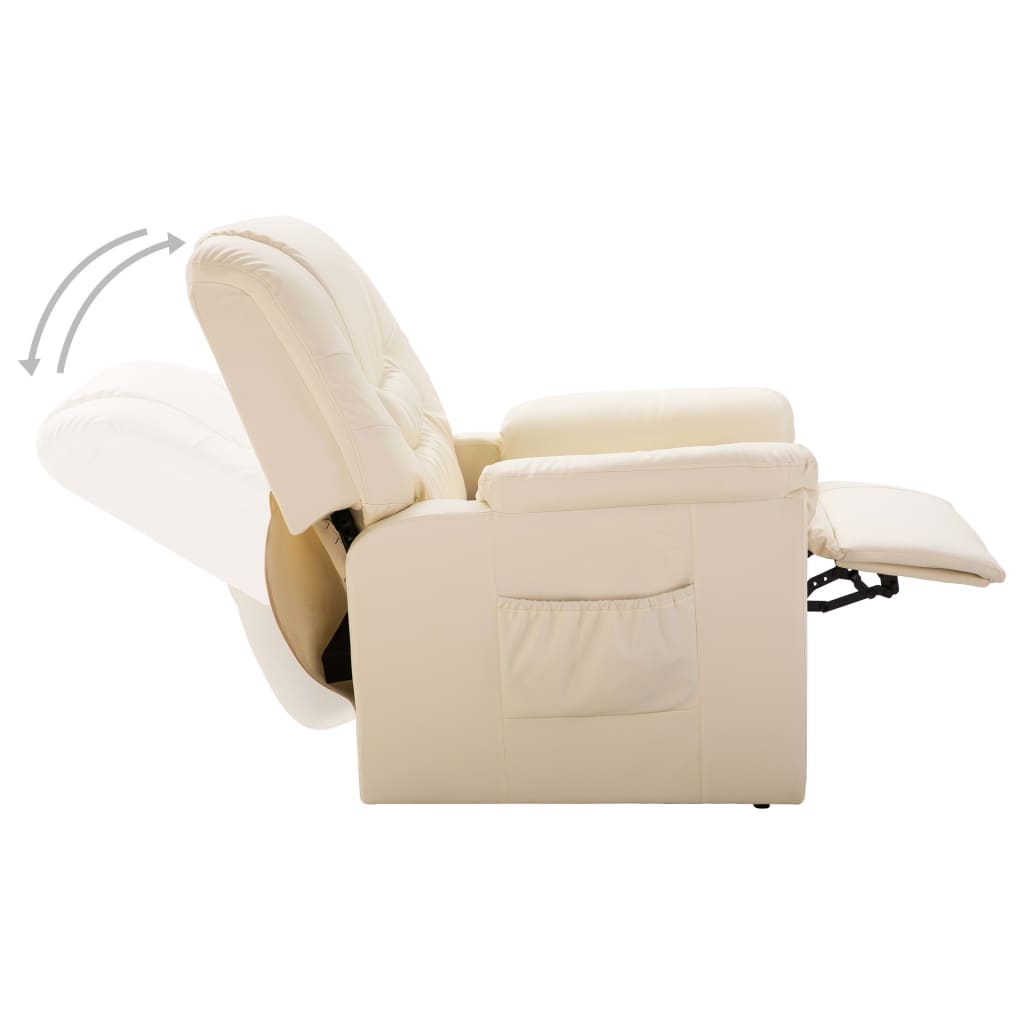 Reclining Chair Cream Faux Leather