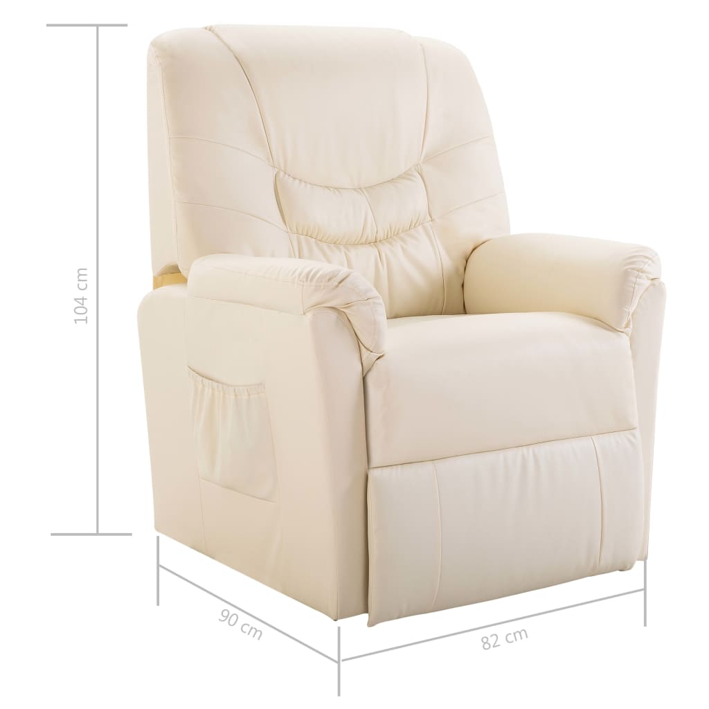 Reclining Chair Cream Faux Leather