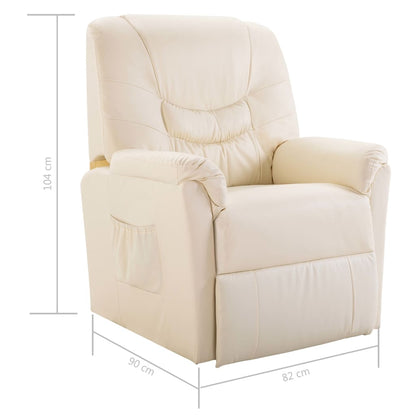 Reclining Chair Cream Faux Leather