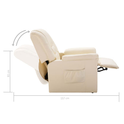 Reclining Chair Cream Faux Leather