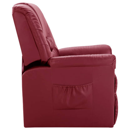 Reclining Chair Wine Red Faux Leather