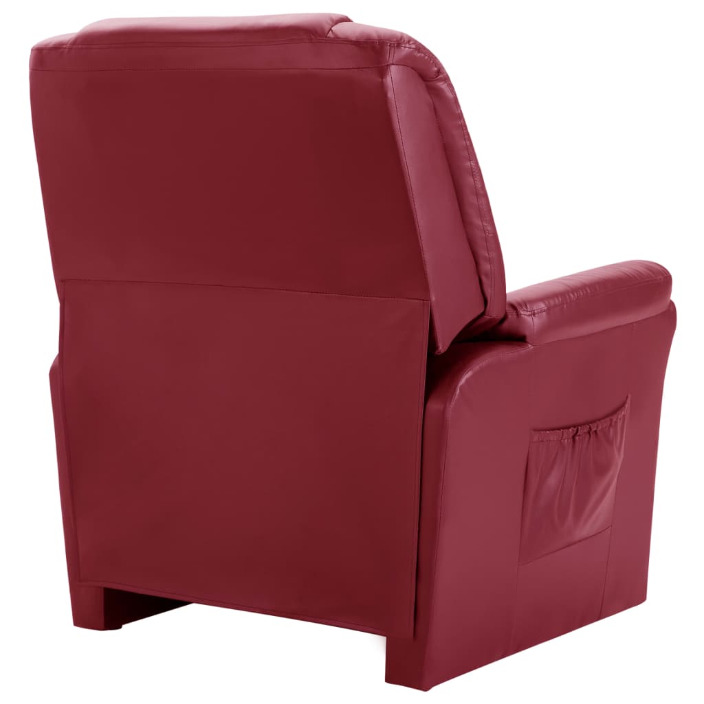 Reclining Chair Wine Red Faux Leather