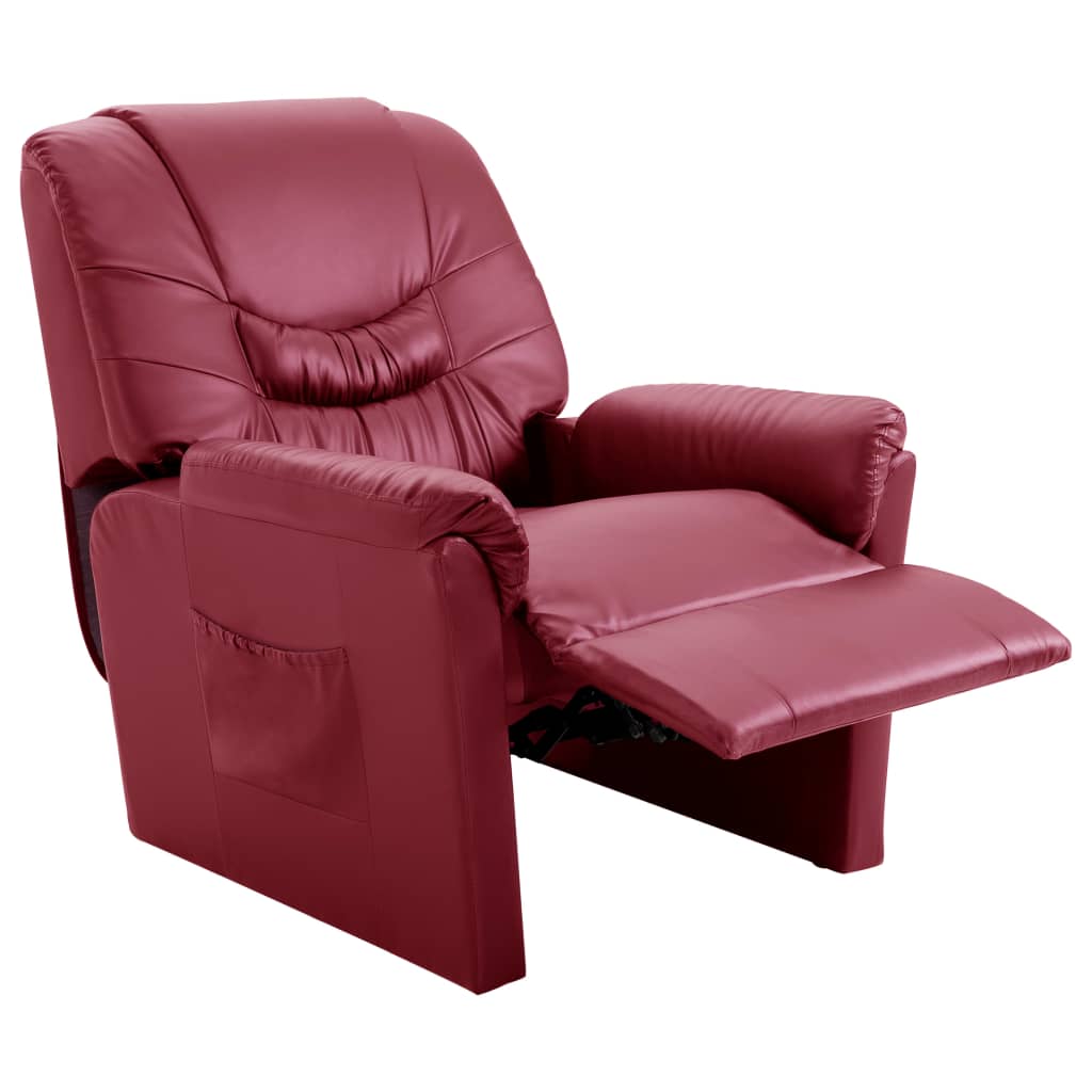 Reclining Chair Wine Red Faux Leather