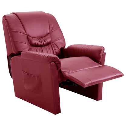 Reclining Chair Wine Red Faux Leather